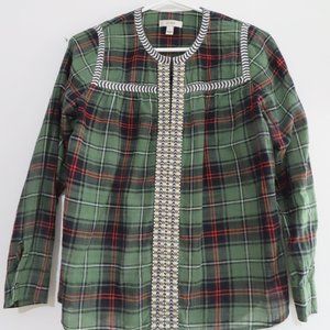 J.Crew Cotton Plaid Tunic Top Size 2